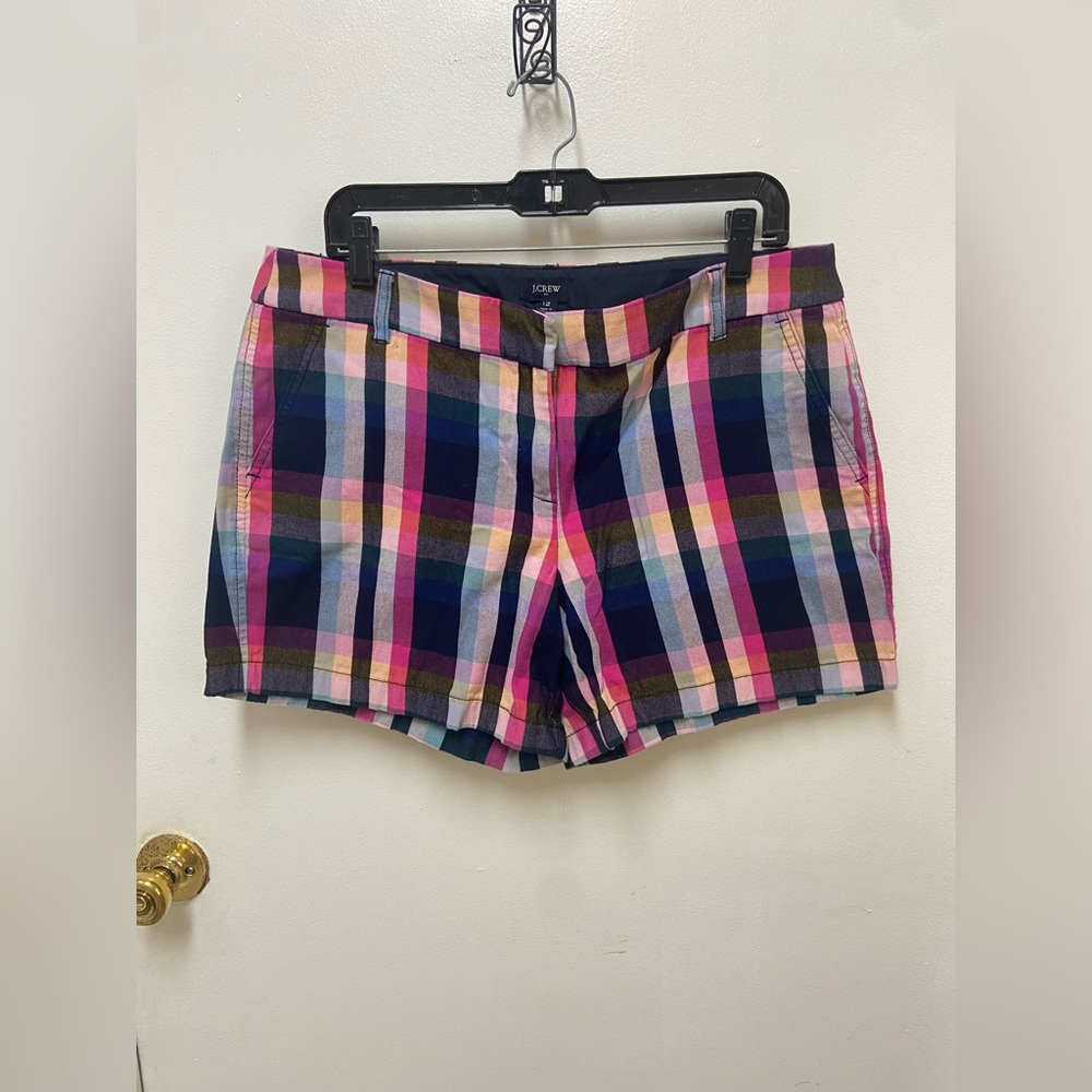 J. Crew Navy Multicolor Plaid Bermuda Shorts